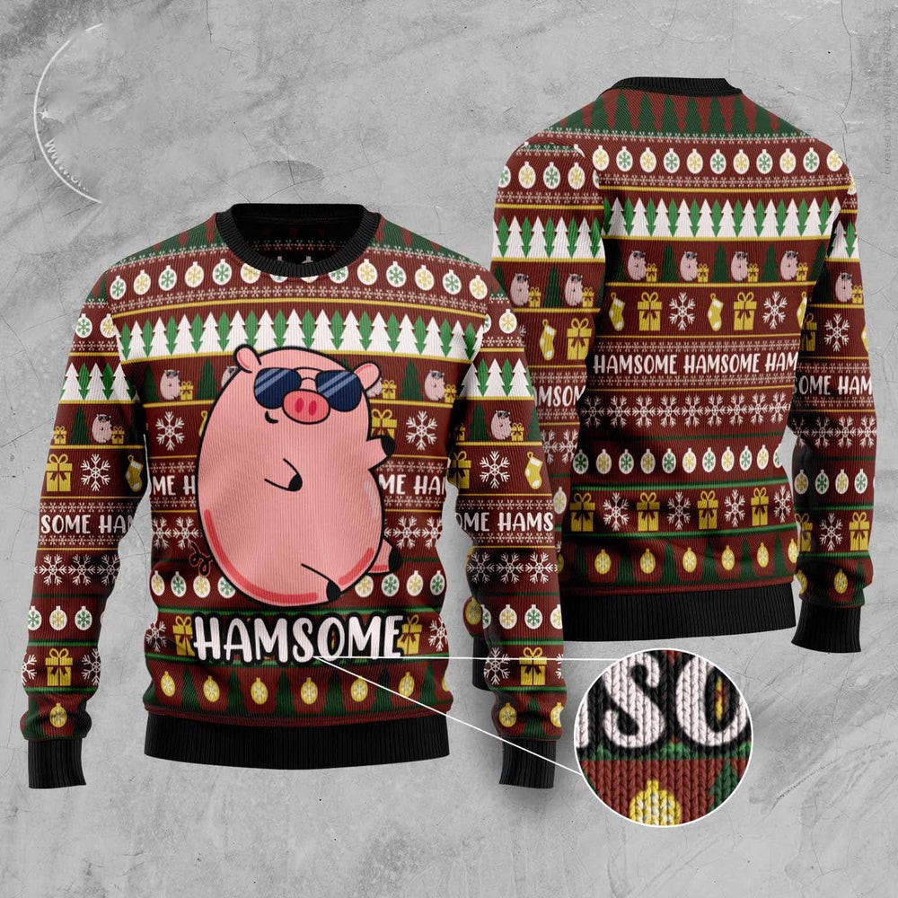 Hamsome Cute Pig Ugly Christmas Sweater Funny Ugly Christmas Sweater Xmas Gifts