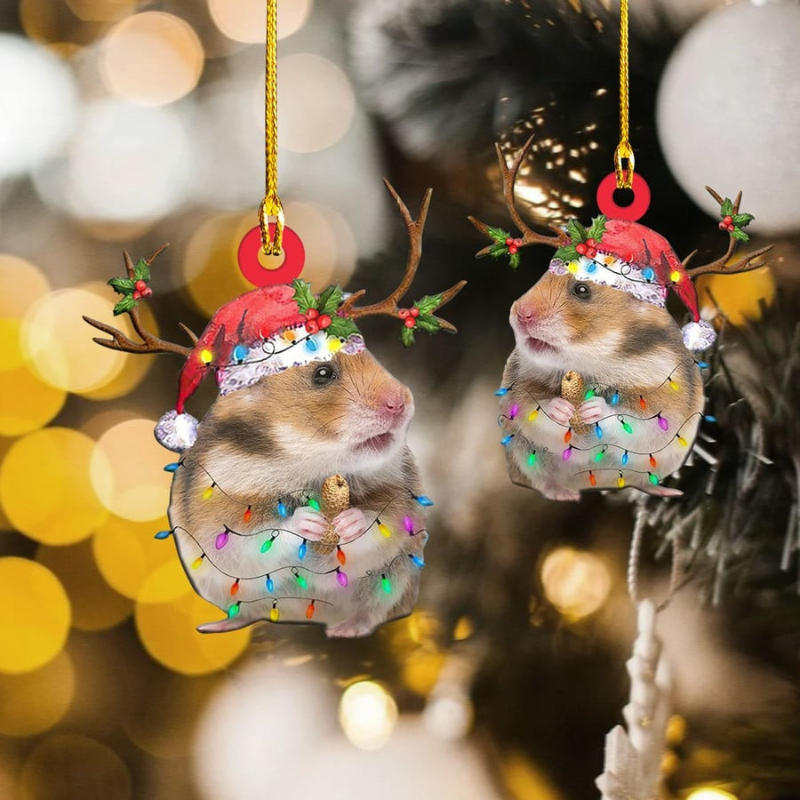 Hamster Christmas Light Shaped Ornaments Gift for Hamster Lover Hamster Ornament