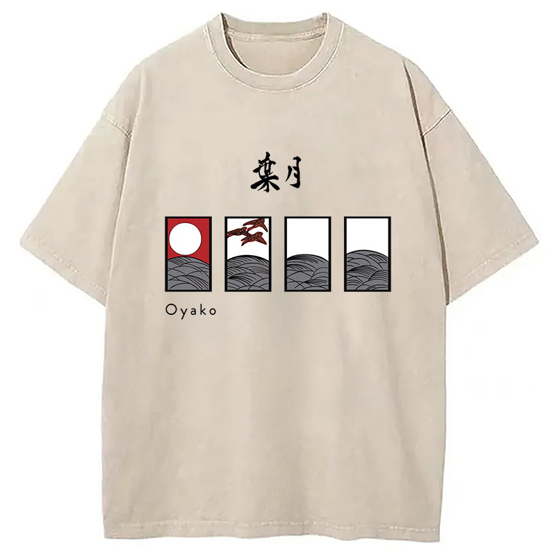 Hanafuda August Suite Japanese Washed T-Shirt Funny Quote Unisex Shirt Gifts For Him