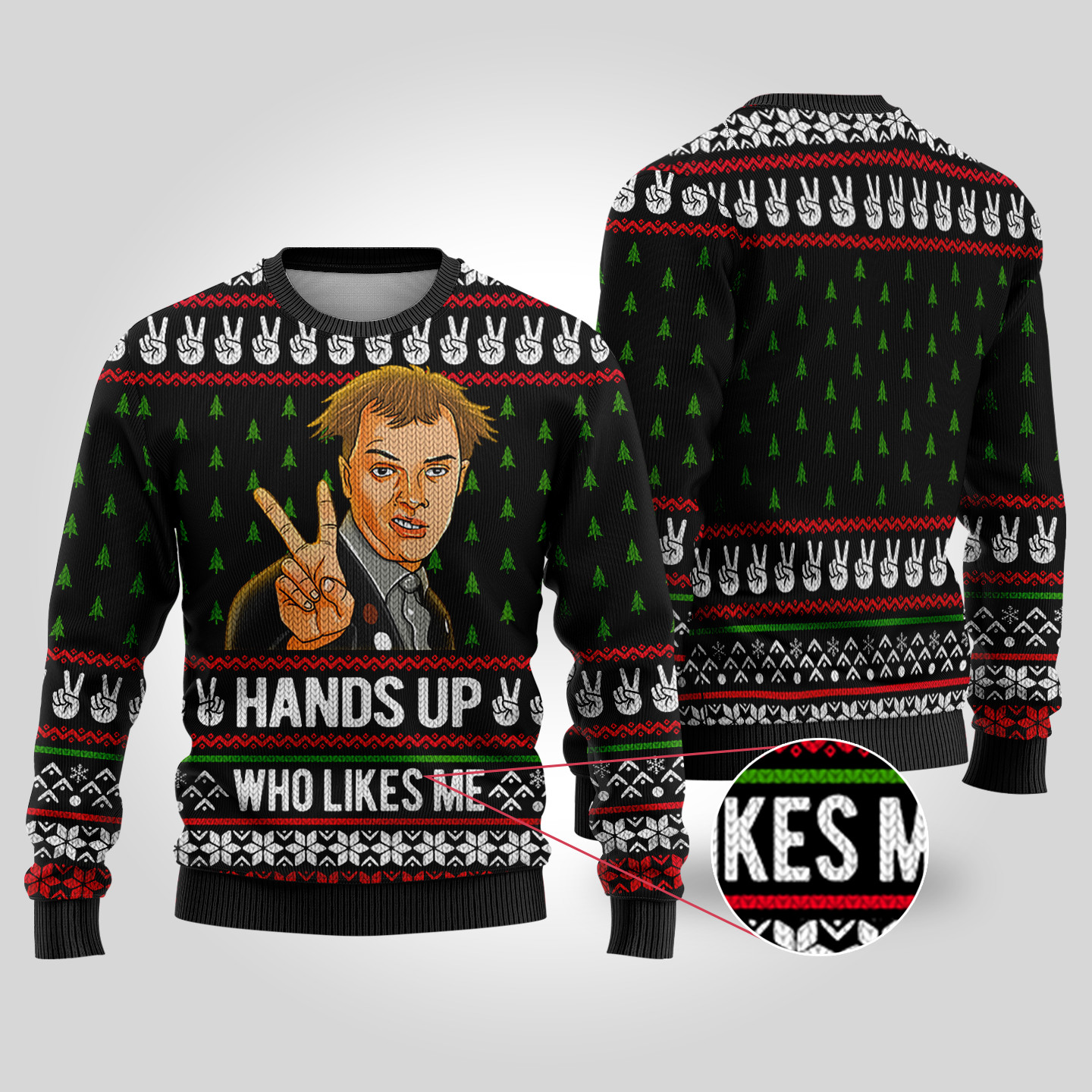 Hand Up Who Lives Me The Young Ones Funny Sweater Black Funny Holiday Sweater for Family Gatherings