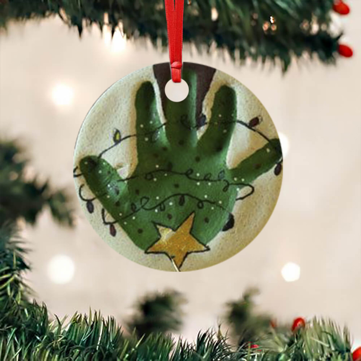 Handprint Ornament Handprint Christmas Ornament Hanging Tree Decor