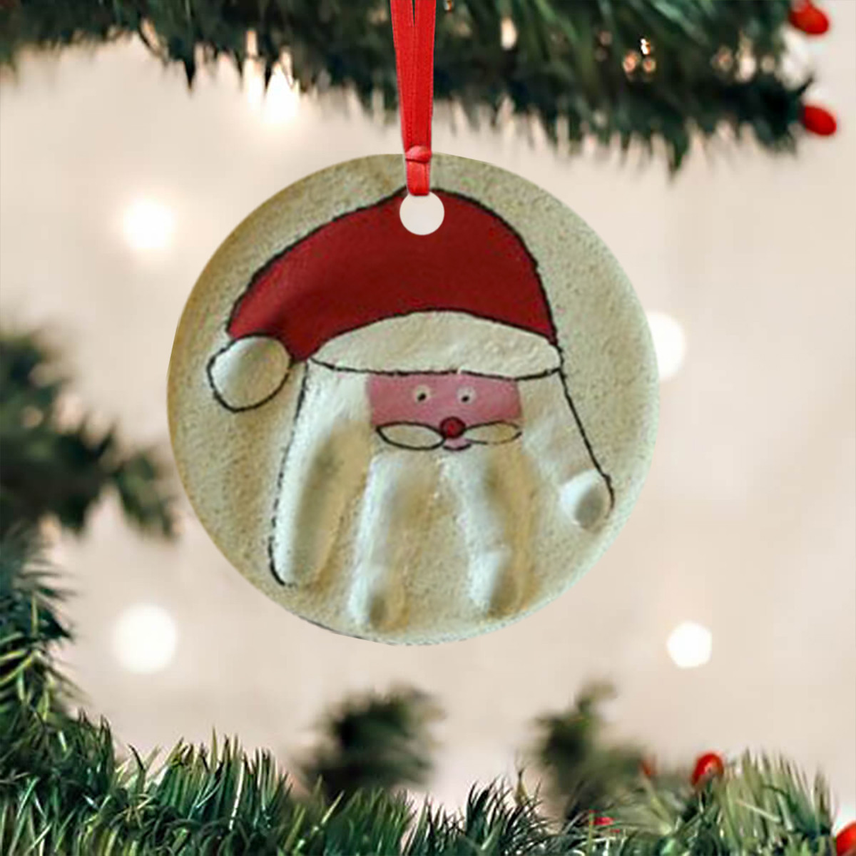 Handprint Snowman Christmas Ornament Santa Claus Fingerprint Ornament