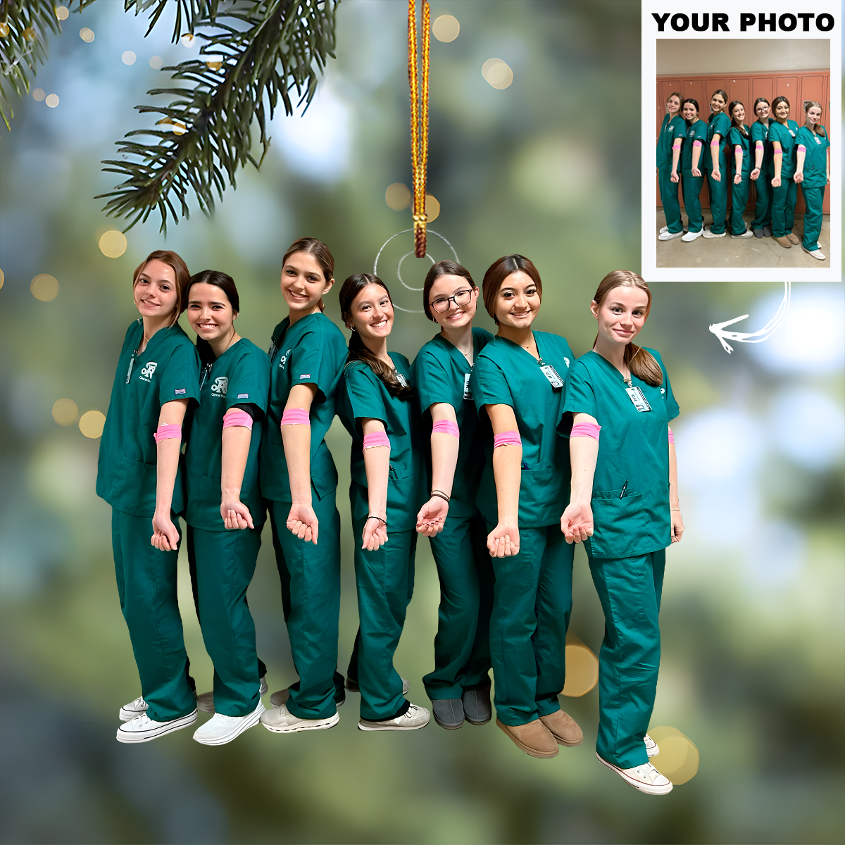 Hands Of Care Personalized Photo Mica Ornament Christmas Gift For Nurses