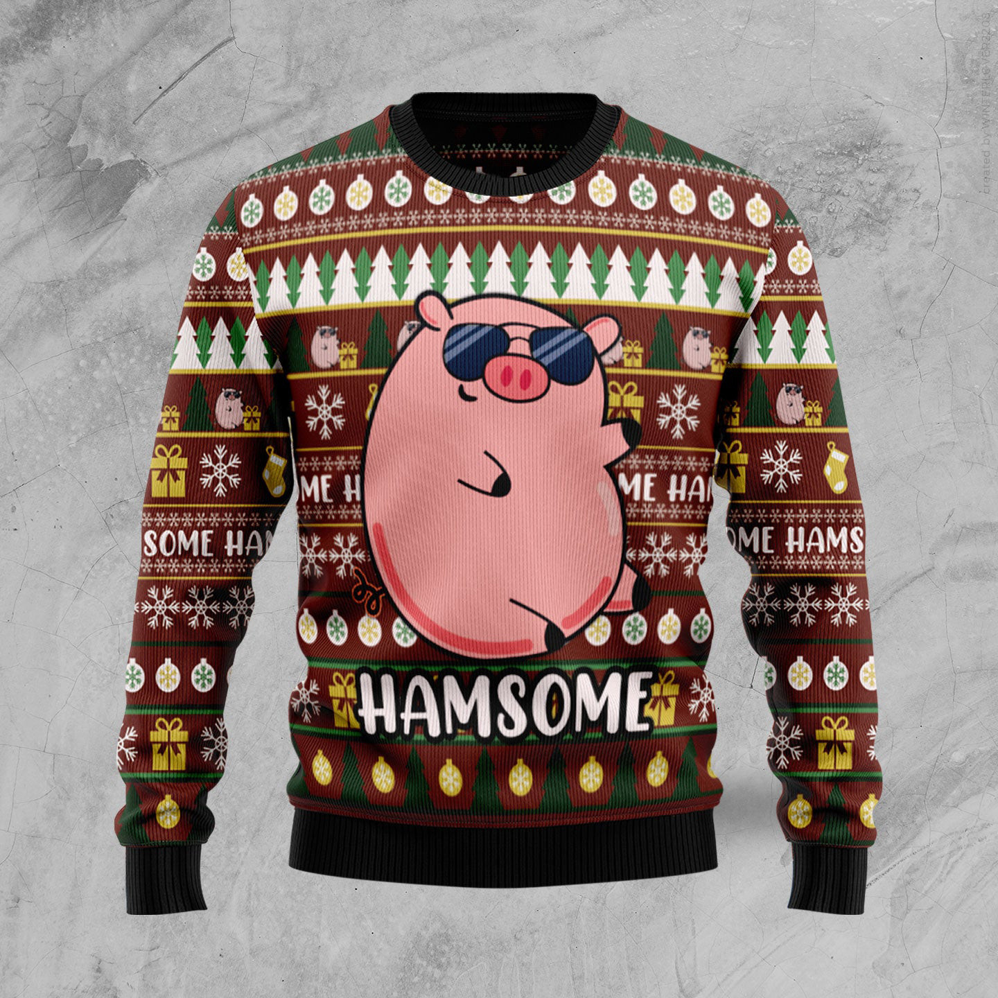 Handsome Cute Pig Ugly Christmas Sweater Animal Design Christmas Gifts For Pig Lovers
