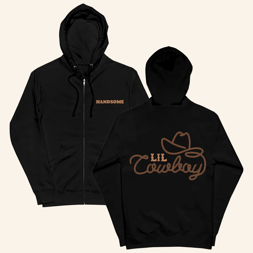 Handsome Merch Lil Cowboy Zip Hoodie Black Best Gifts For Cowboys