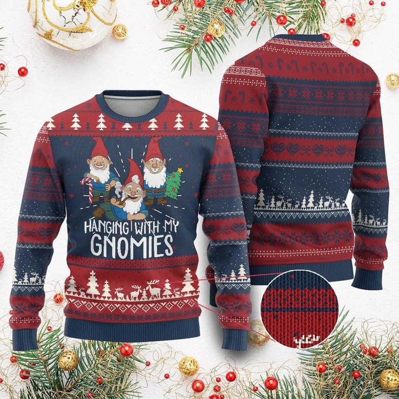 Hanging With My Gnomies Ugly Christmas Sweater Best Funny Christmas Jumper Gifts For Her