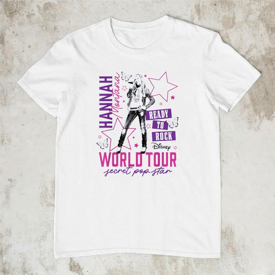 Hannah Montana Ready To Rock World Tour T-Shirt Secret Pop Star Disney Fan Gear Best Gift For Fans