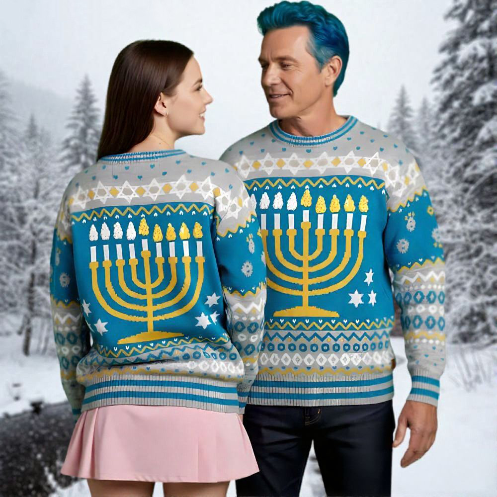 Hanukkah Menorah Christmas Ugly Sweater Christmas Apparel Xmas Gifts For Couples
