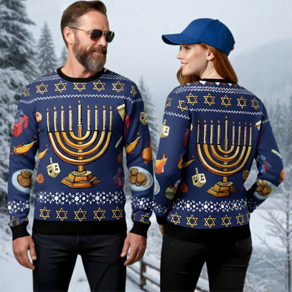 Hanukkah Menorah Christmas Ugly Sweater Holiday Apparel Xmas Gifts For Men