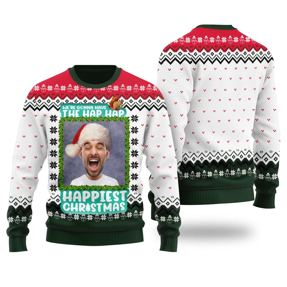 Hap Hap Happiest Christmas Custom Ugly Christmas Sweater Forest Green Xmas Sweaters For Women