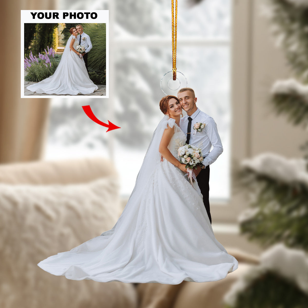 Happiest Day In Life Personalized Photo Mica Ornament Christmas Gift For Couple Weddin