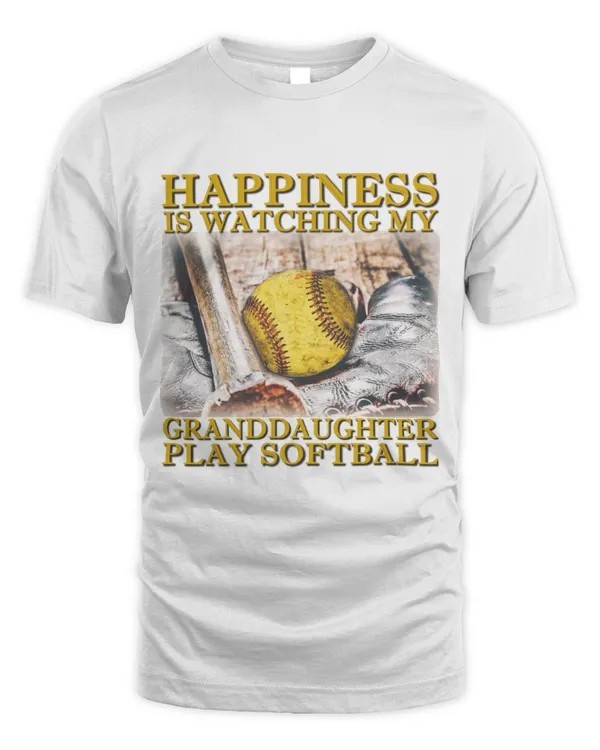 Happiness Is Watching My Granddaughter Play Softball Graphic T-Shirt Softball Grandma Gift