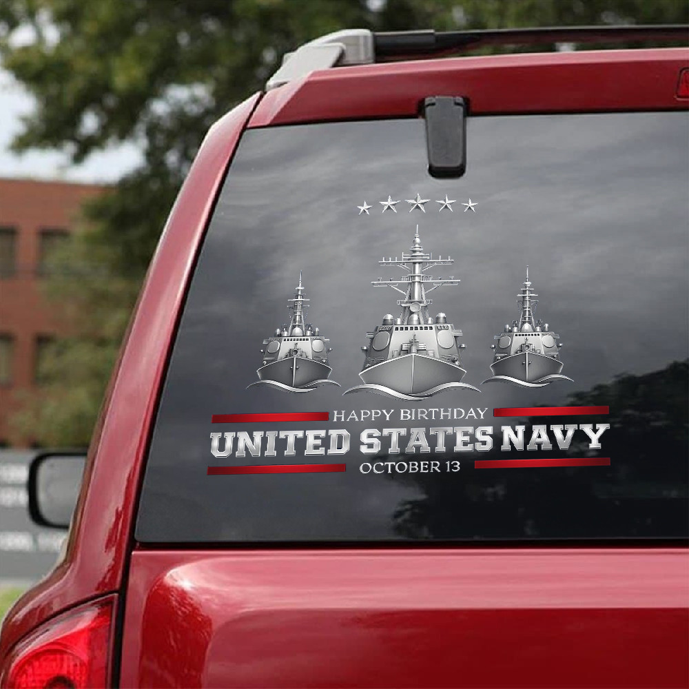 Happy Birthday United States Navy October 13 Car Sticker US Navy Decal Gifts