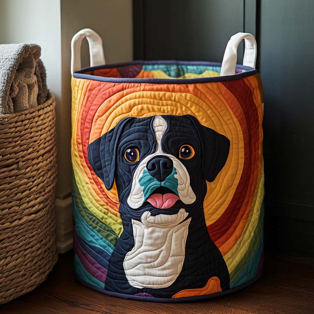 Happy Boxer Burst Quilted Laundry Basket Merch For Family Time