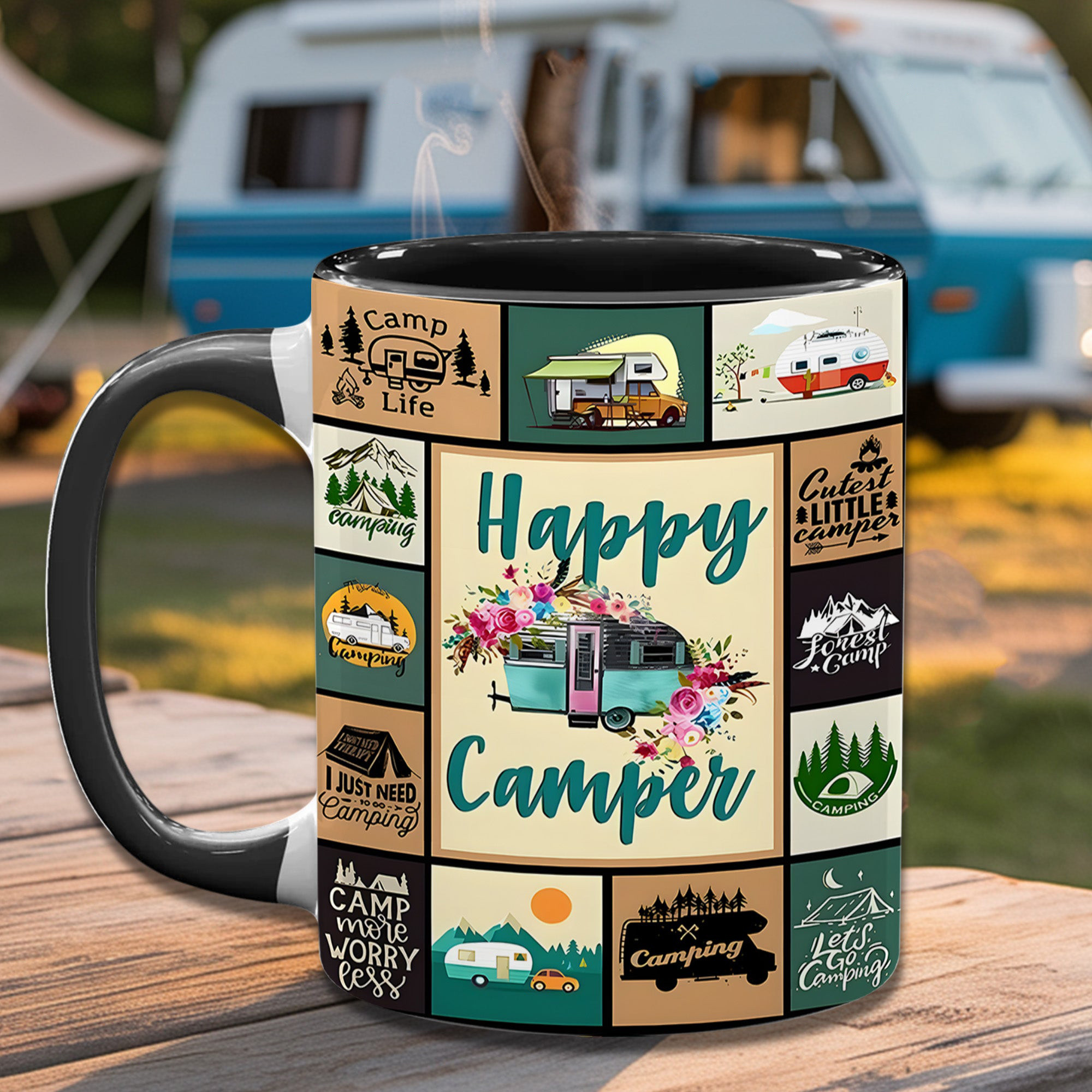 Happy Camper The Camping Vintage Mug Camping Collection Morning Coffee Mug Nature Lover Gifts