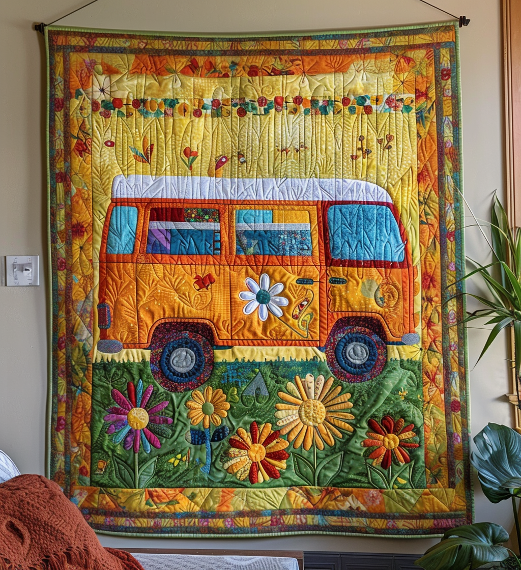 Happy Camper Throw Quilted Blanket Gifts For Camping Lovers