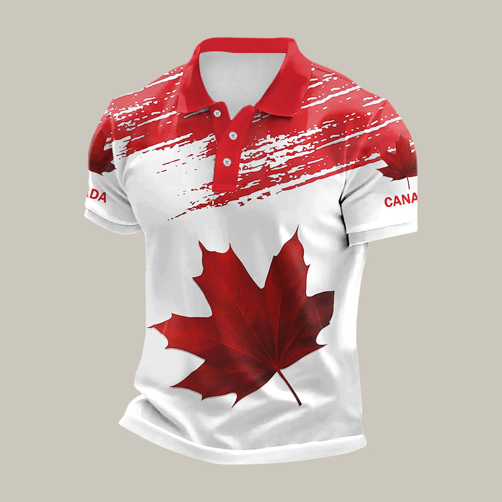 Happy Canada Day Maple Leaf Polo Shirt Canadian Pride Clothes Patriotic Gift For Father