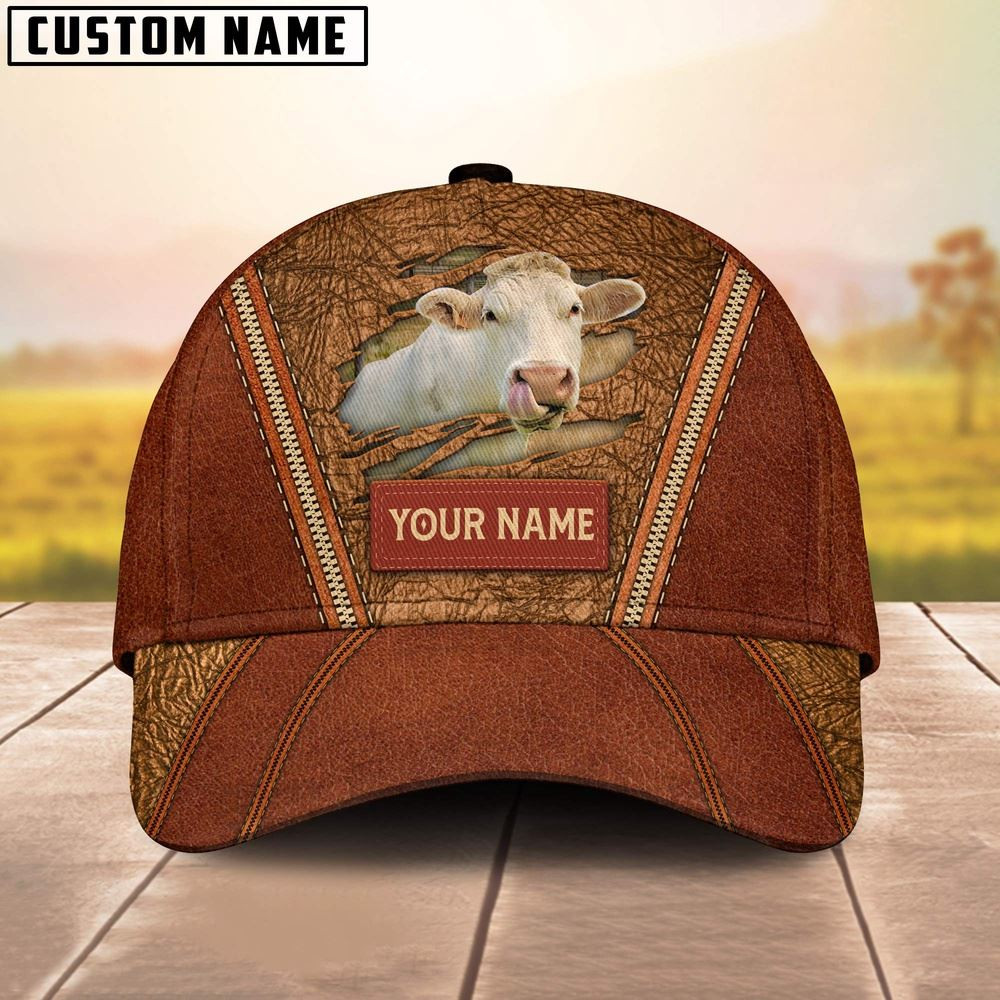 Happy Charolais No Horn Customized Name Cap Farm Cap Farmer Baseball Cap Gift For Farmer