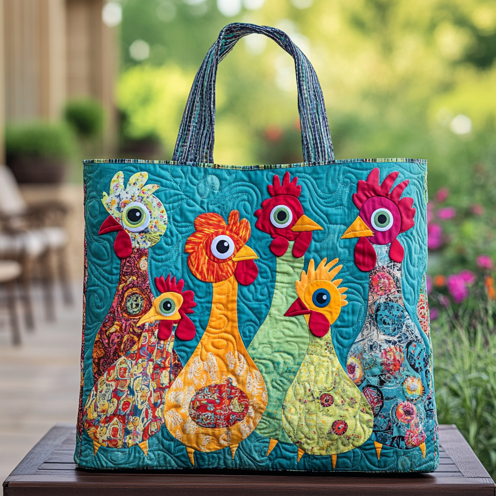 Happy Chicken Quilted Tote Bag Gifts For Chicken Owners