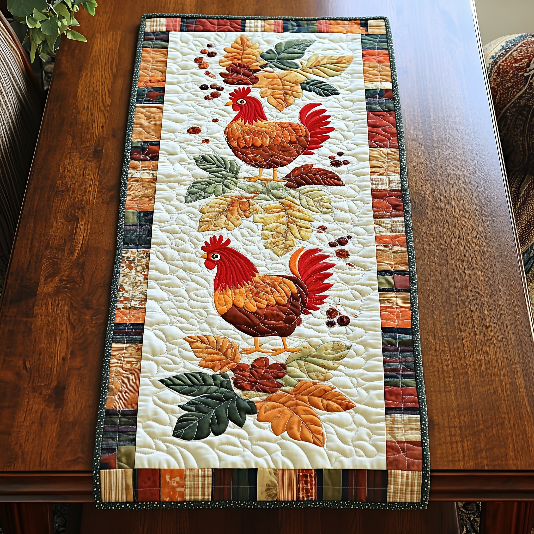 Happy Chickens Quilted Table Runner Dining Table Runner Decorations Chicken Gifts Ideas