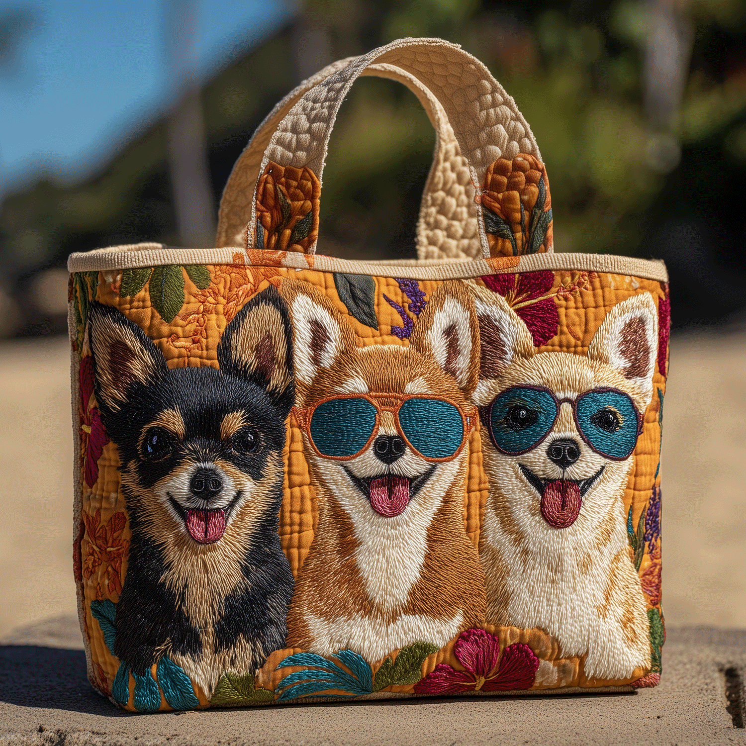 Happy Chihuahua Quilted Tote Bag Best Christmas Present For Dog