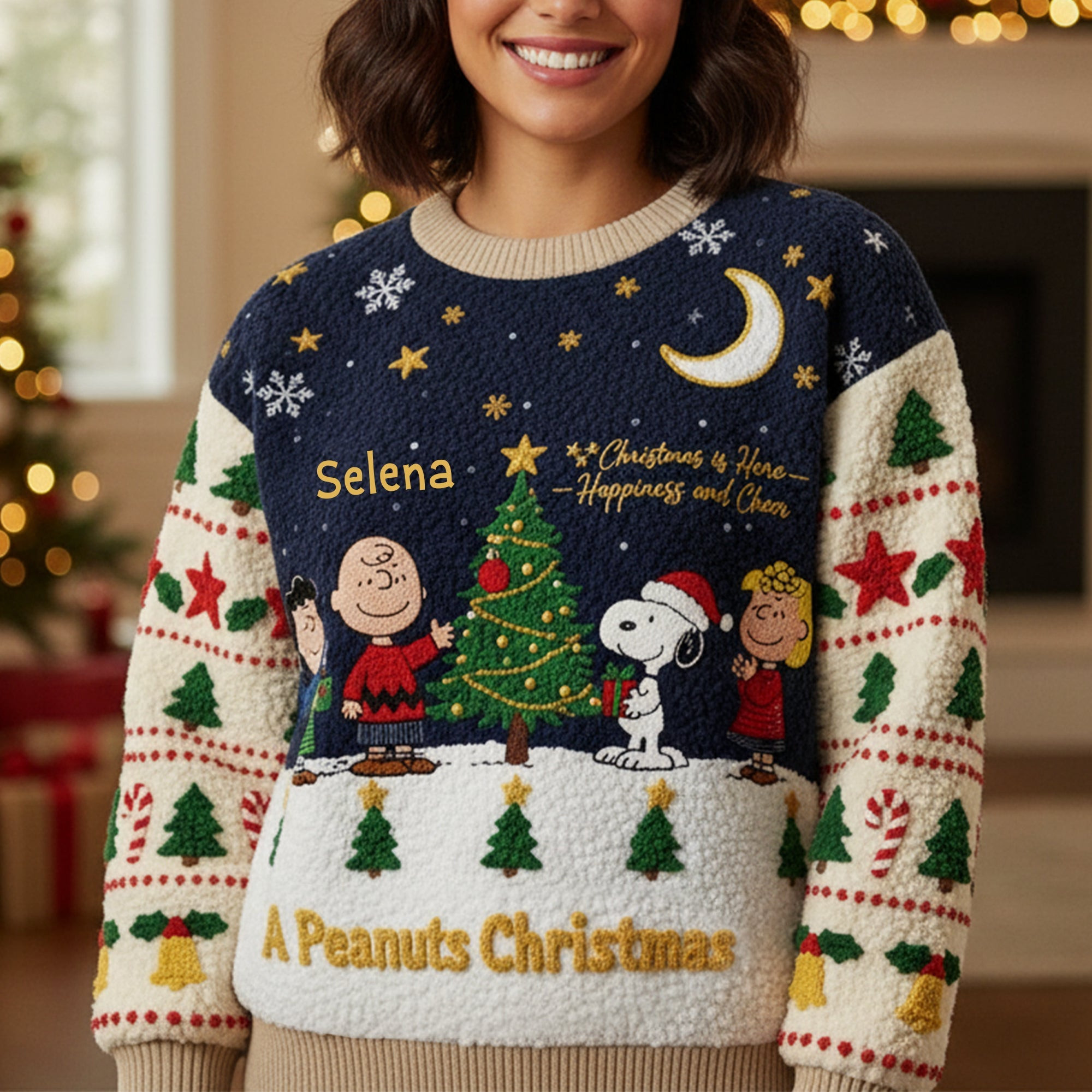 Happy Christmas Together Ugly Sweater - Personalized Gifts For Cartoon Lovers - Awkward Christmas Gifts For Him