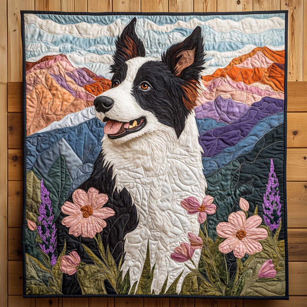 Happy Collie Quilted Blanket Winter Blanket Holiday Gifts For Grandma