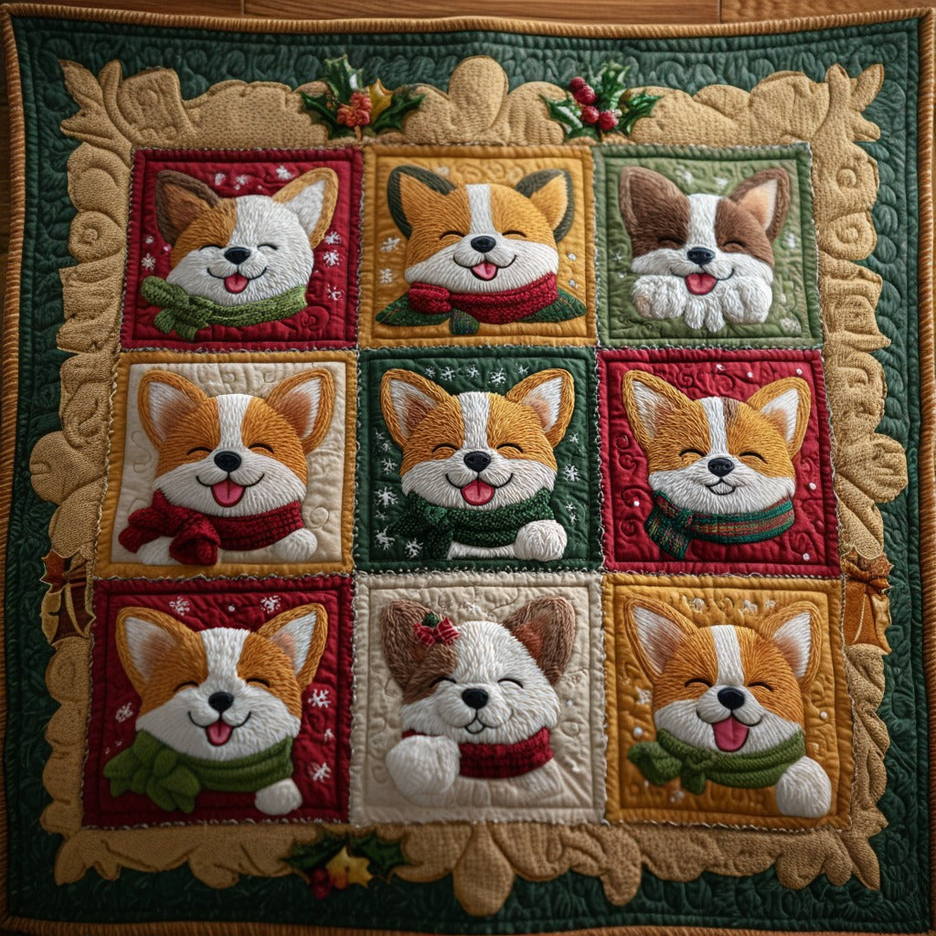Happy Corgi Quilt Ultra-Soft Quilt Blanket for Hotel-Like Experience