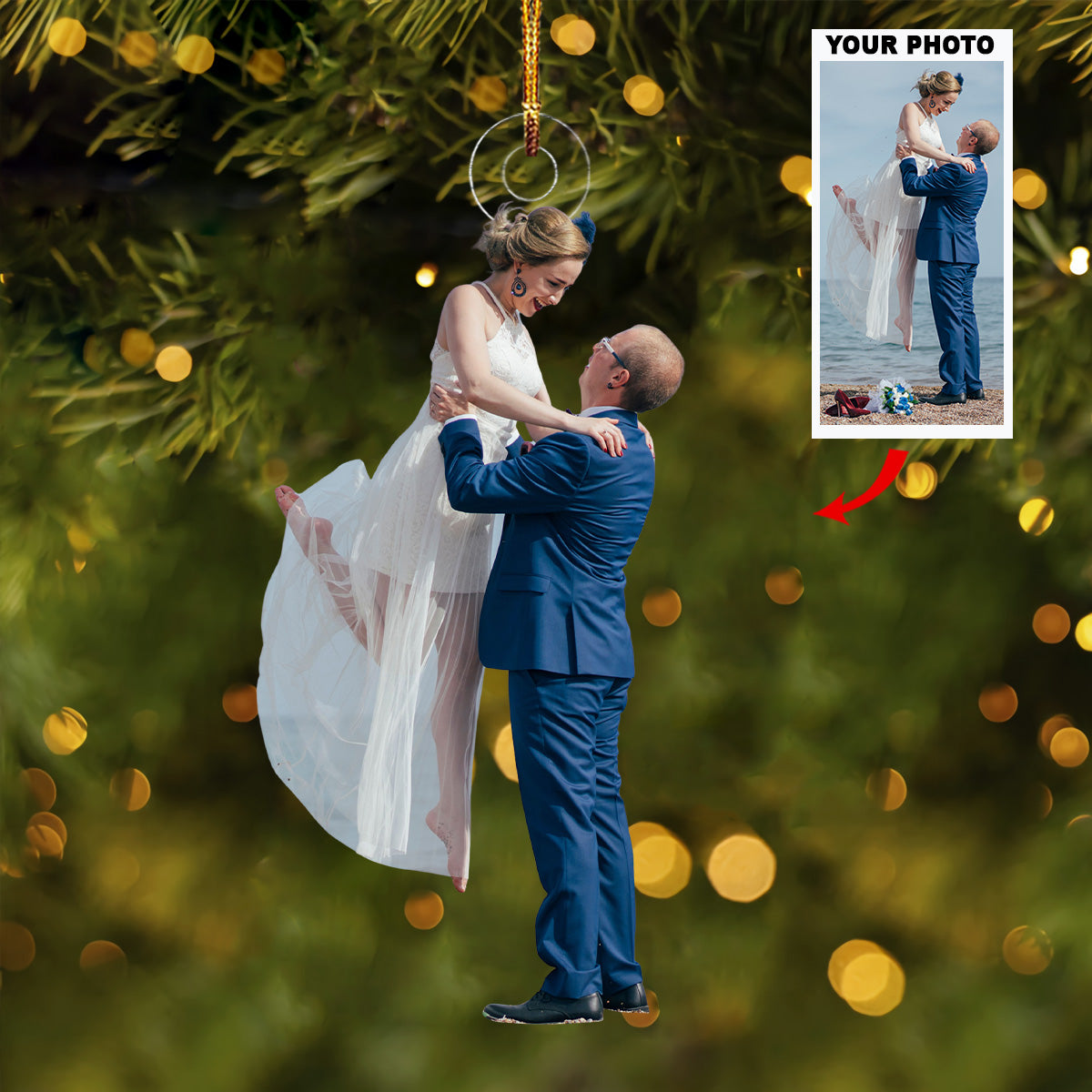 Happy Couple Moment Personalized Photo Mica Ornament Christmas Gift For Couple Wedding