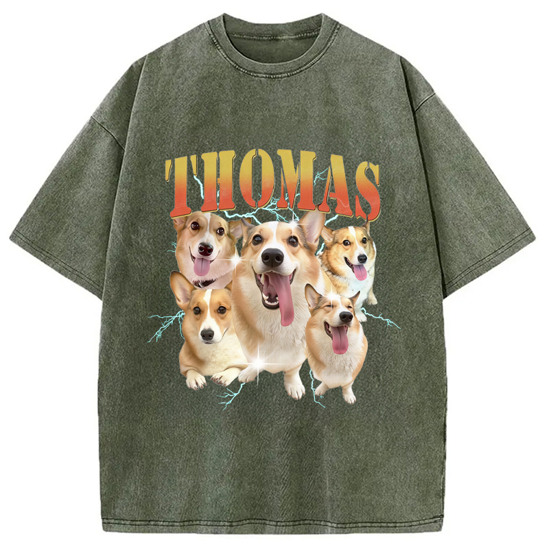 Happy Dog Meme Washed T-Shirt Unique Aesthetic Fashion Tee Gifts For BFF