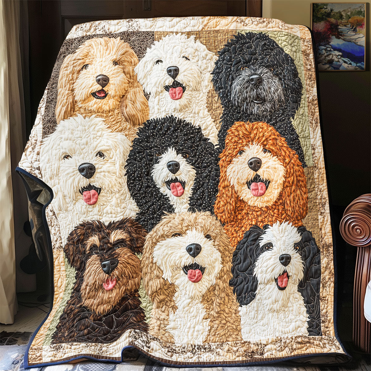 Happy Dog Quilt Blanket Fluffy Throw Blanket Cute Xmas Presents For Dog Lovers