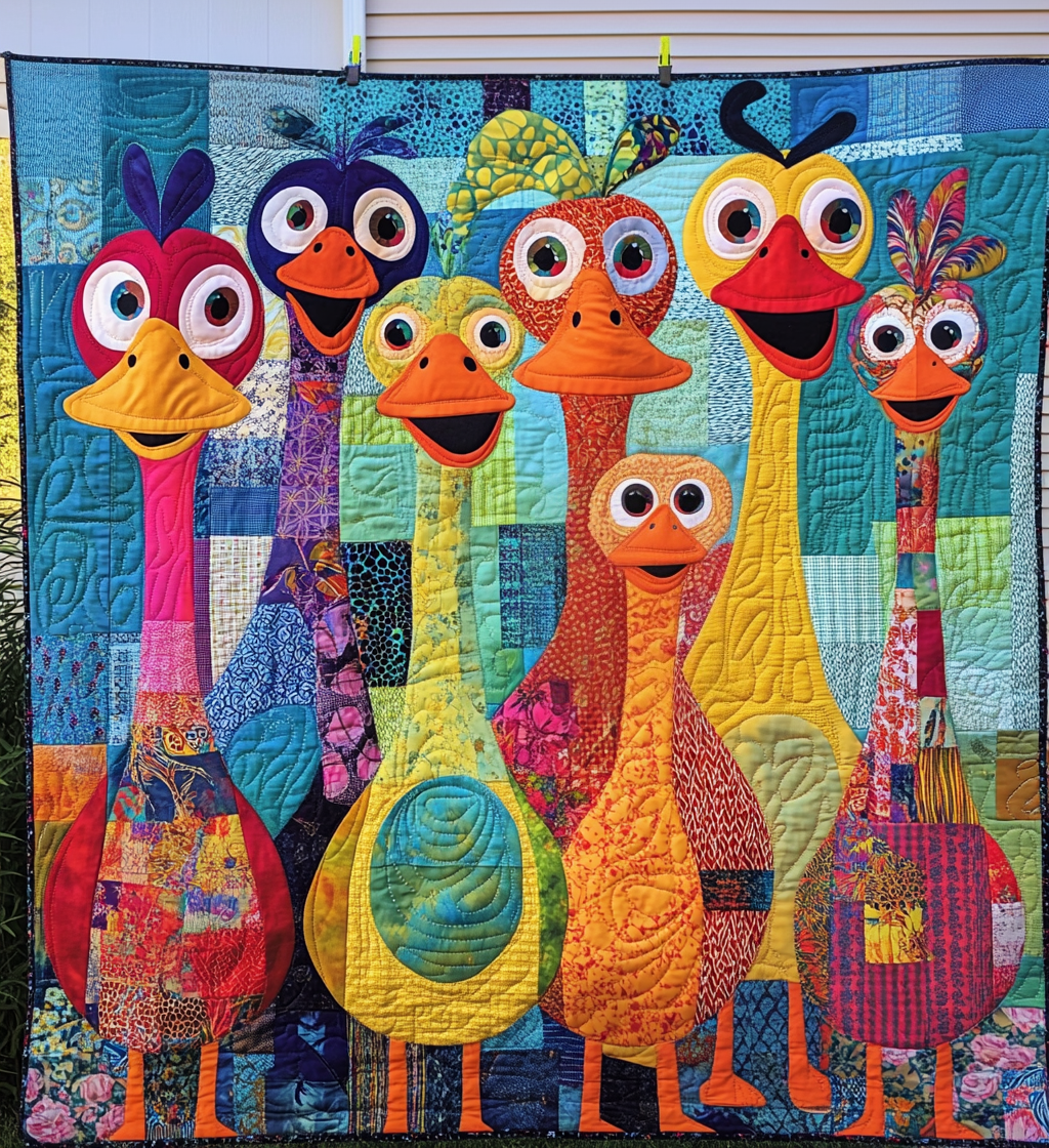 Happy Duck Village Quilted Blanket Duck Gifts For Duck Lovers