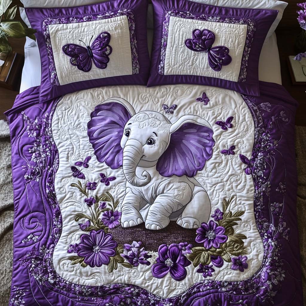 Happy Elephant Days Quilted Bedding Set Best Christmas Duvet Cover Set Elephant Gifts For Him Her
