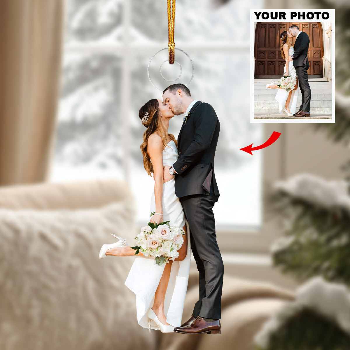 Happy Ending Personalized Photo Mica Ornament Christmas Anniversary Gift For Couple We