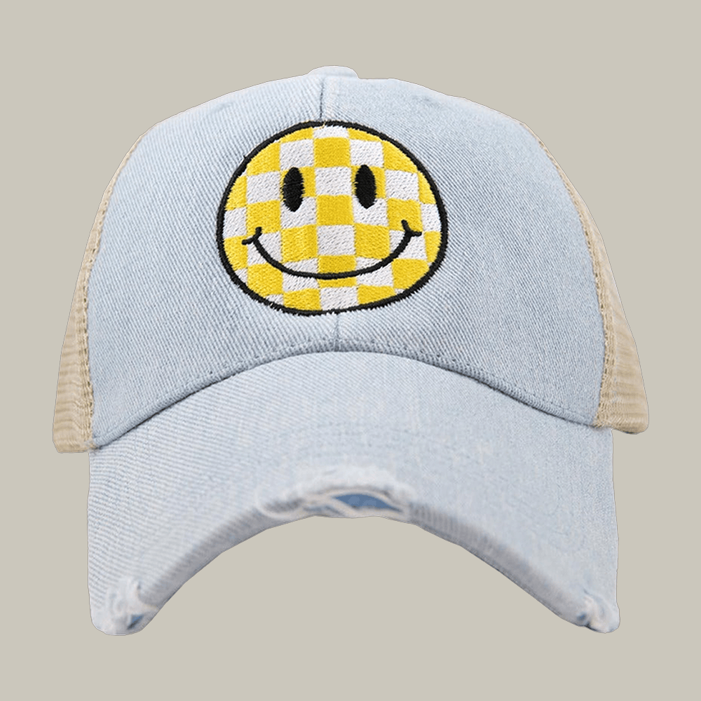 Happy Face Trucker Hat Funny Smiley Face Trucker Hat Positive Themed Gift Ideas