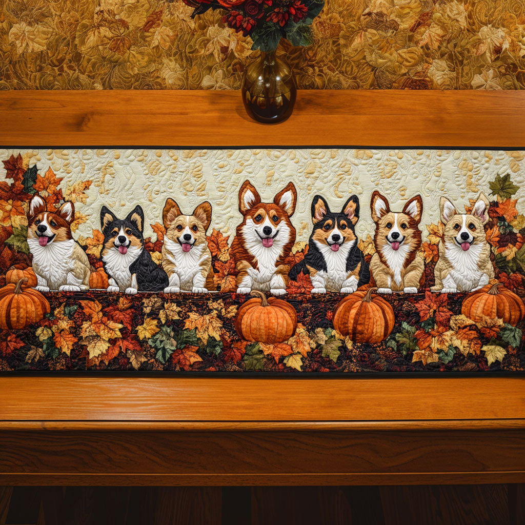 Happy Fall Crew Quilted Table Runner Autumn Table Runner Best Gifts For Dad