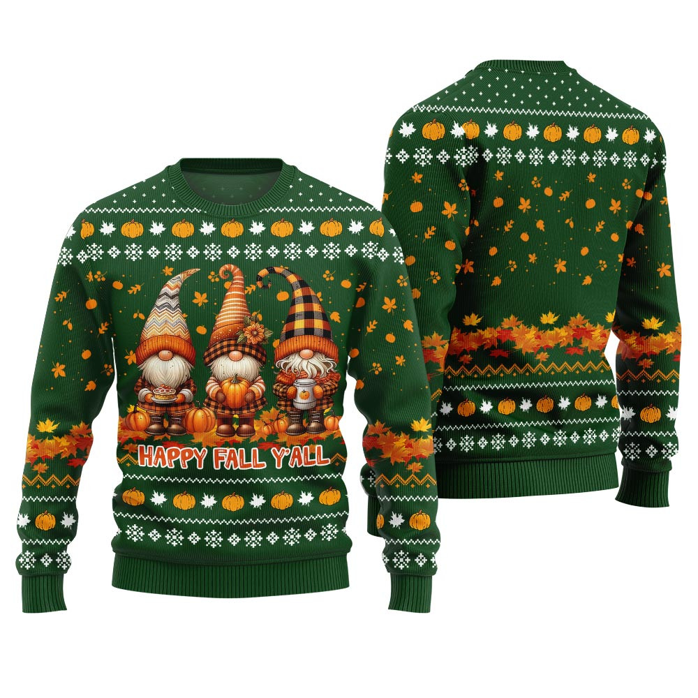 Happy Fall Yall Gnome Ugly Thanksgiving Sweater Merry Christmas Sweatshirt for Holiday Fun