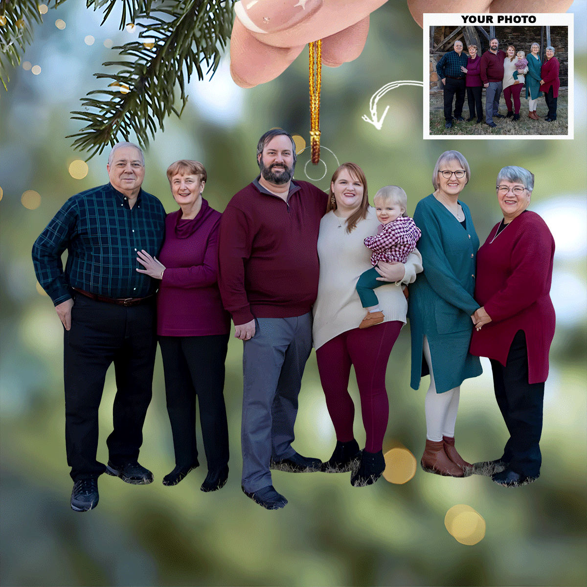 Happy Family Gathering Personalized Photo Mica Ornament Gift For Family Members