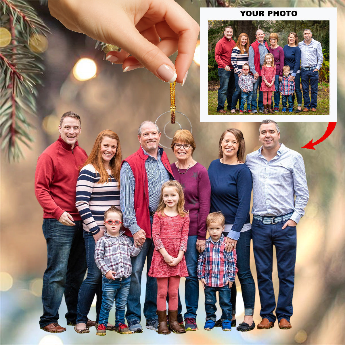 Happy Family Joy Personalized Photo Mica Ornament Christmas Gift For Family Members