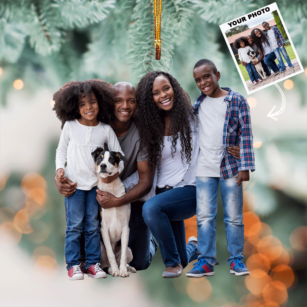 Happy Family Personalized Photo Mica Ornament Christmas Gift For Family Family Members