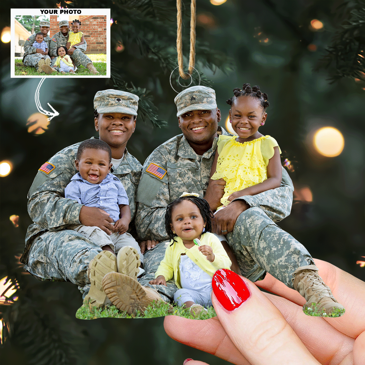 Happy Family Personalized Photo Mica Ornament Gift For Family Members Friends