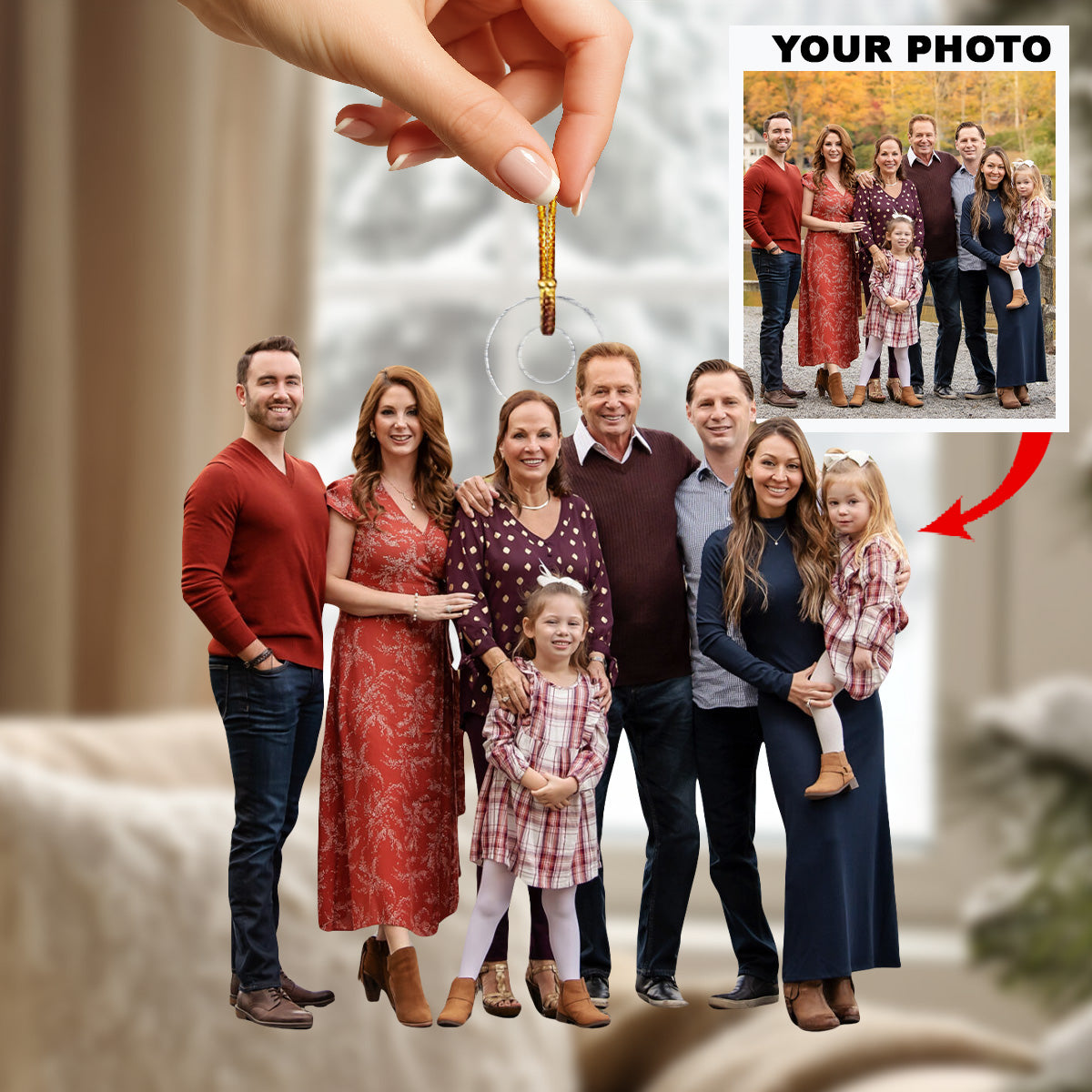 Happy Family Smiles Personalized Photo Mica Ornament Christmas Gift For Family Members