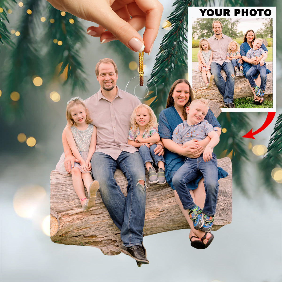Happy Family Time Personalized Photo Mica Ornament Christmas Gift For Family Members