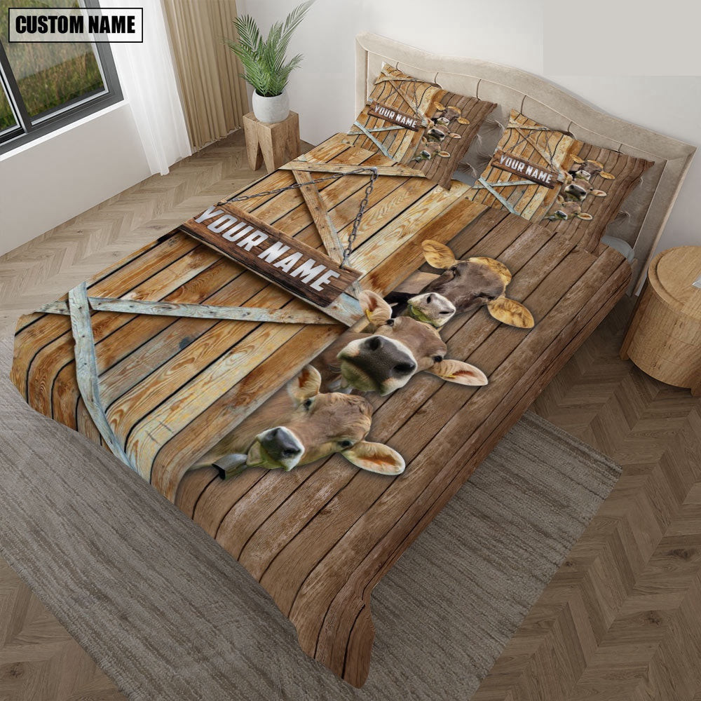 Happy Farm Brown Swiss Wooden Door Bedding Set  Farm Bedding Set Anniversary Gifts