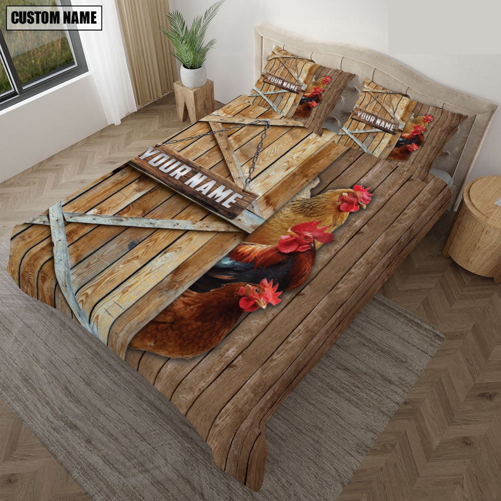 Happy Farm Chicken Wooden Door Bedding Set  Farm Bedding Set Anniversary Gifts