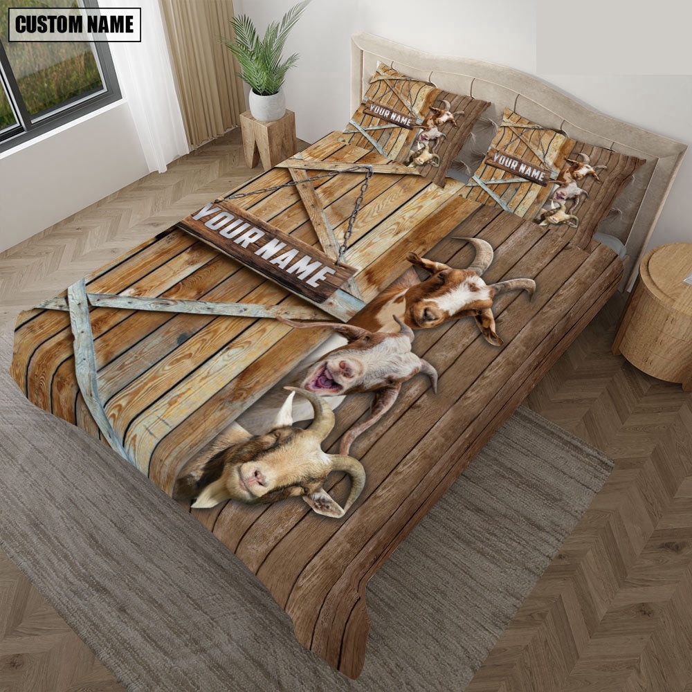 Happy Farm Goat Wooden Door Bedding Set  Farm Bedding Set Anniversary Gifts