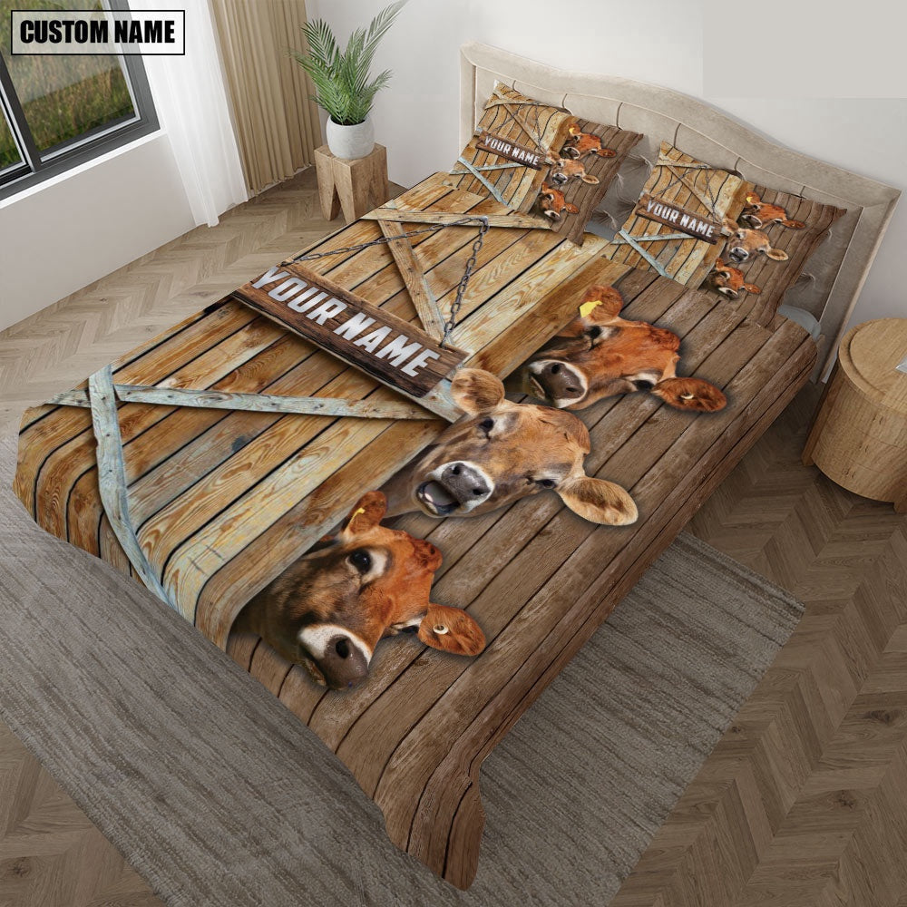 Happy Farm Jersey Wooden Door Bedding Set  Farm Bedding Set Anniversary Gifts