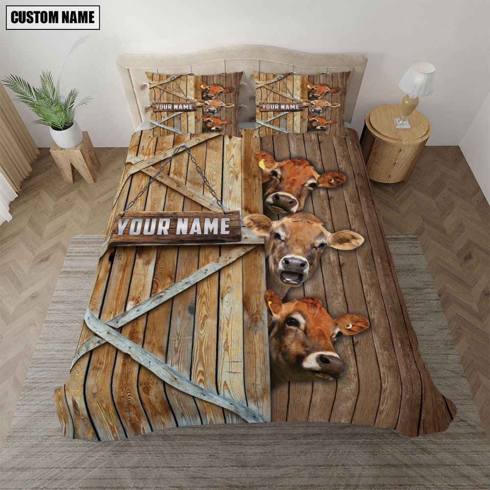 Happy Farm Jersey Wooden Door Bedding Set  Farm Bedding Set Anniversary Gifts