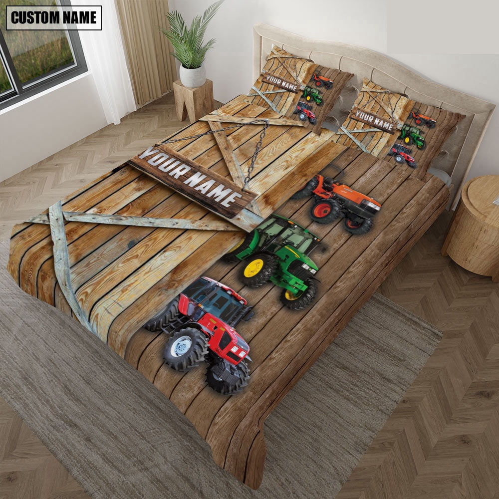 Happy Farm Tractor Wooden Door Bedding Set  Farm Bedding Set Anniversary Gifts