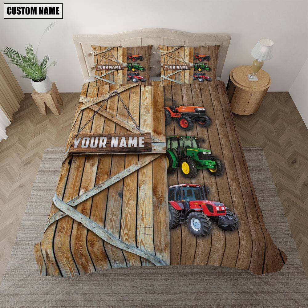 Happy Farm Tractor Wooden Door Bedding Set  Farm Bedding Set Anniversary Gifts